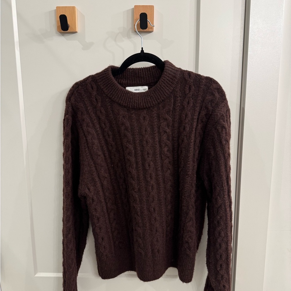 Mango Brown Cable Knit Sweater